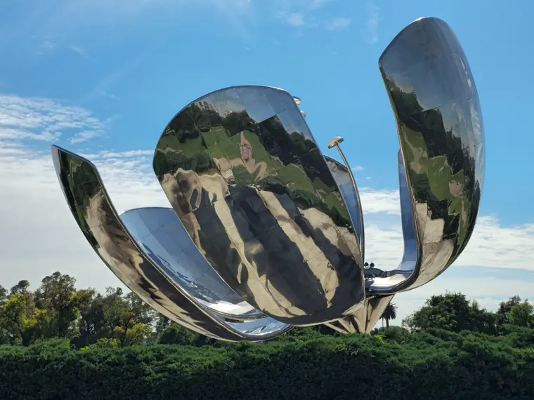Giant steel flower sculpture